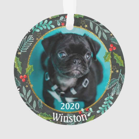 Puppy's eerste kerstfoto ornament (achterkant)