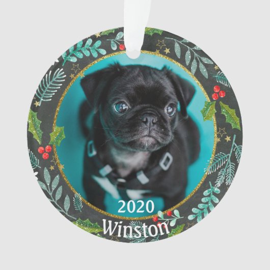 Puppy's eerste kerstfoto ornament (voorkant)