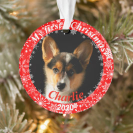 Puppy's eerste kerstfoto ornament