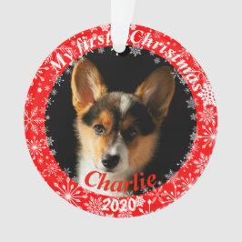 Puppy's eerste kerstfoto ornament