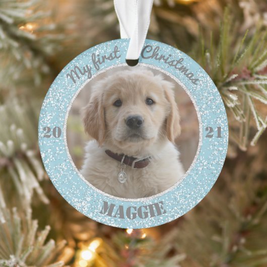 Puppy's eerste kerstfoto ornament (Boom)