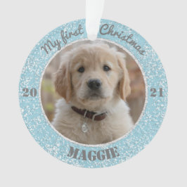 Puppy's eerste kerstfoto ornament