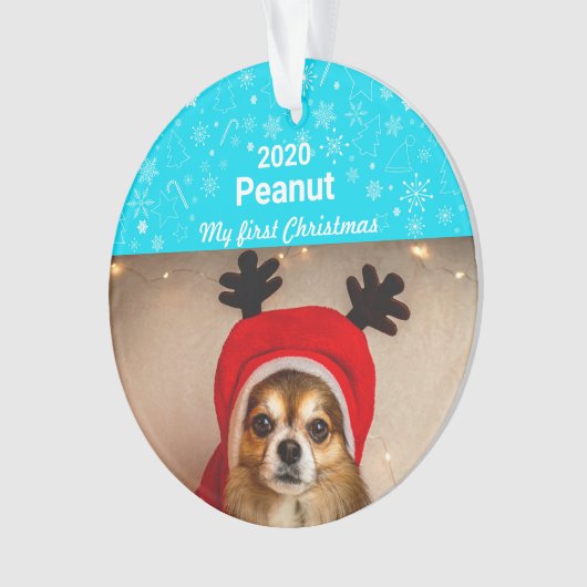 Puppy's eerste kerstfoto ornament (voorkant)