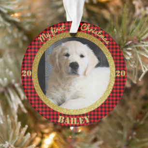 Puppy's eerste kerstfoto ornament