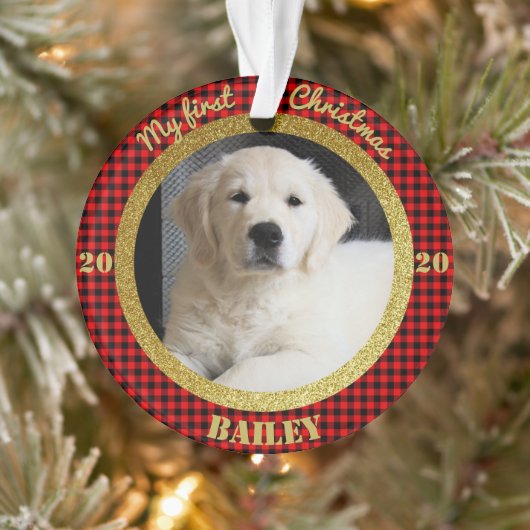 Puppy's eerste kerstfoto ornament (Boom)