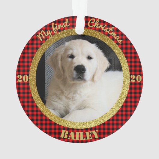 Puppy's eerste kerstfoto ornament (achterkant)