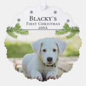 Puppy's eerste kerstfoto ornament kaart (Voorkant)