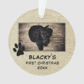 Puppy's eerste kerstfoto Rustic Dog Ornament (voorkant)