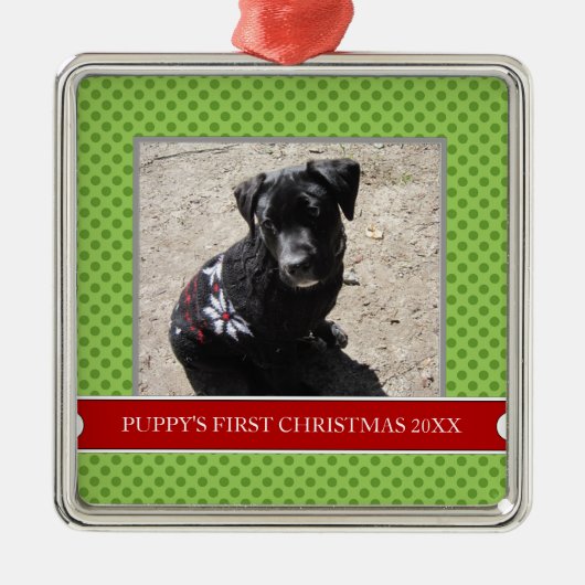 Puppy's eerste kerstfotoornament metalen ornament (Voorkant)