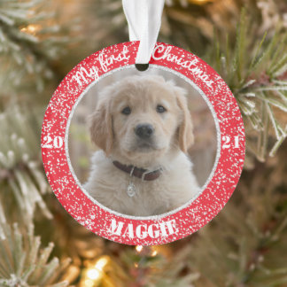 Puppy's eerste kerstfotoornament ornament