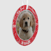 Puppy's eerste kerstfotoornament ornament (voorkant)