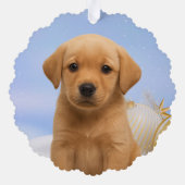 Puppy's eerste kerstherinnering ornament kaart (Achterkant)