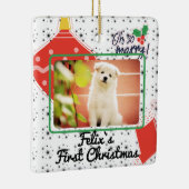 Puppy's eerste kerstjaar met de aangepaste naam keramisch ornament (Rechts)