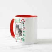 Puppy's Eerste Kerstmis 2 Foto Waterverf Foliage Mok (Voorkant links)