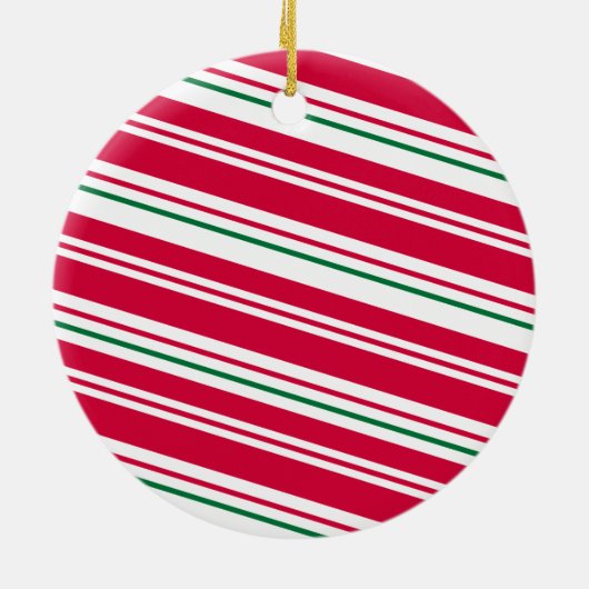 Puppy's Eerste Kerstmis - Candy Cane Keramisch Ornament (Achterkant)