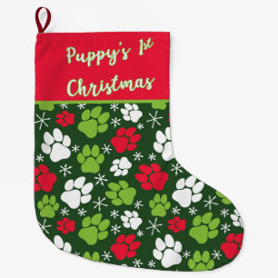 Puppy's eerste kerstrood en groen grote kerstsok
