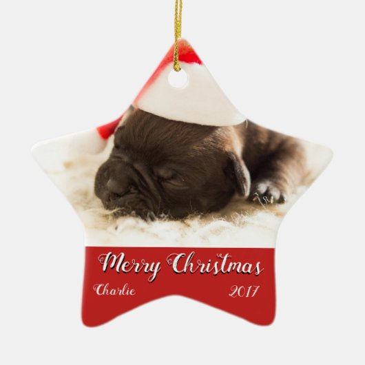 Puppy's eerste kerstversiering aanpassen keramisch ornament (Voorkant)