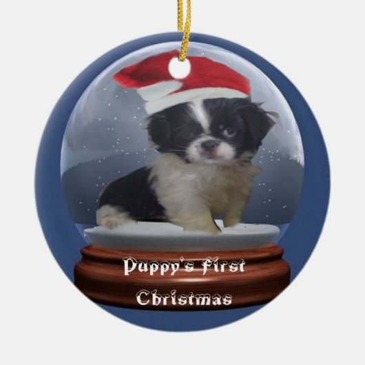 Puppy's eerste kerstversiering keramisch ornament (Voorkant)