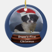 Puppy's eerste kerstversiering keramisch ornament (Achterkant)