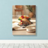 Puppy's First Turkey Day Canvas Print (Insitu (Houten vloer))