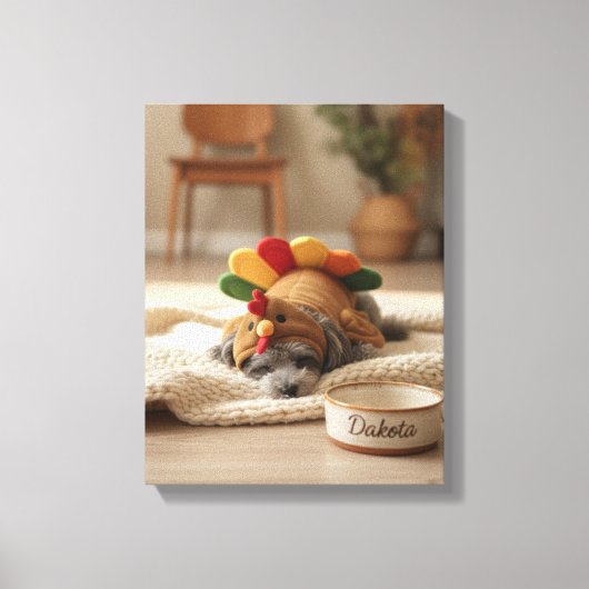 Puppy's First Turkey Day Canvas Print (Voorkant)