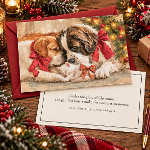 Puppy's Honden Kitten Liefde Kerstmis Feestdagenkaart