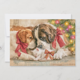Puppy's Honden Kitten Liefde Kerstmis Feestdagenkaart
