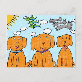 "Puppy's in de Zon" Gelukkig Ansichtkaart Briefkaart