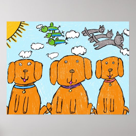"Puppy's in de Zon" Gelukkig Poster (Voorkant)