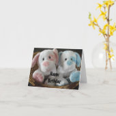 Puppy's in een Mand - Gefeliciteerd Kaart (Gele Bloem)