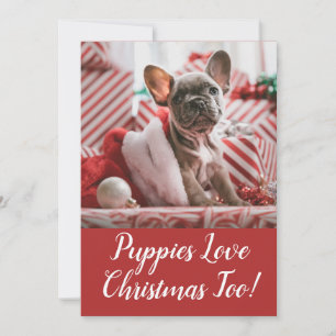 Puppy's Liefde voor Kerstmis Franse Bulldog Feestdagenkaart