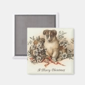 Puppy's Merry Kerstmis  Magnet (Voorkant / Achterkant)
