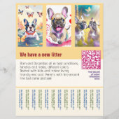 puppy's te koop flyer met QR-code oranje (Voorkant)