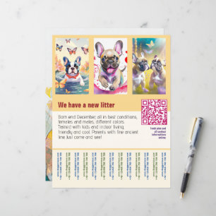 puppy's te koop flyer met QR-code oranje