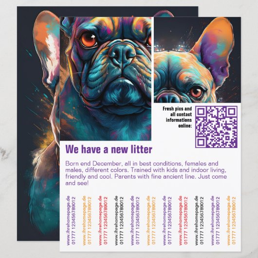 puppy's te koop flyer sjabloon QR code (Voorkant / Achterkant)