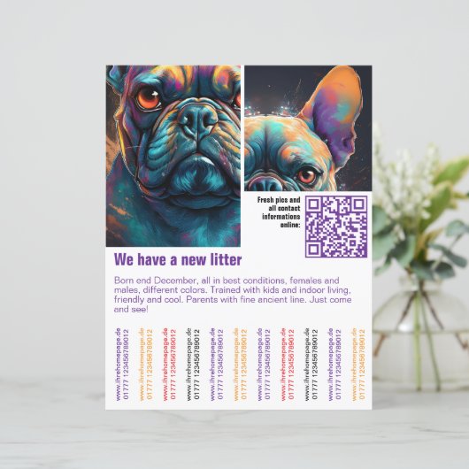 puppy's te koop flyer sjabloon QR code (Staand voorkant)