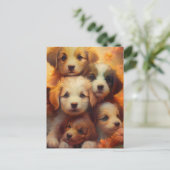 Puppystapel, puppyliefde briefkaart (Staand voorkant)