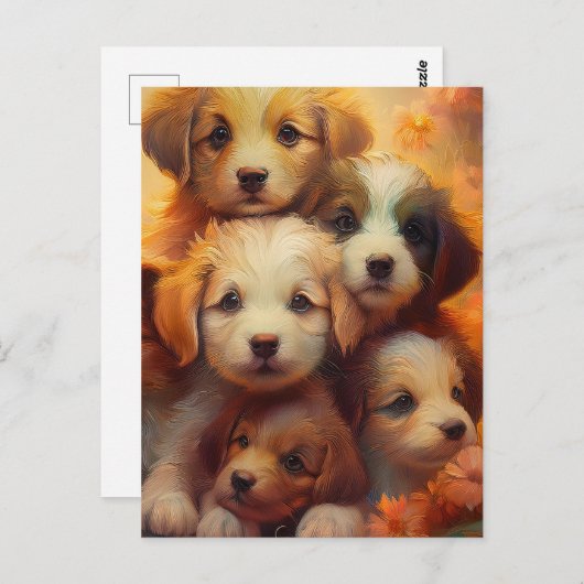 Puppystapel, puppyliefde briefkaart (Voorkant / Achterkant)