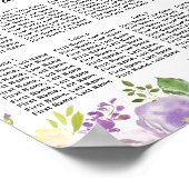 Puprle Floral-8-tafel weduwenkaart Poster (Hoek)