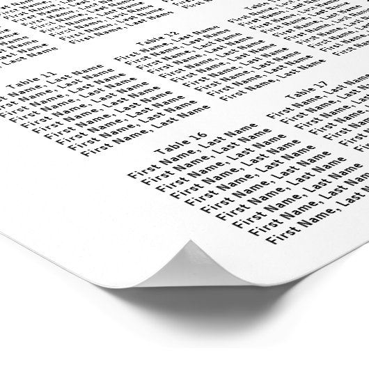 Puprle Pink Floral 20-Table Wedding Seating Chart Poster (Hoek)