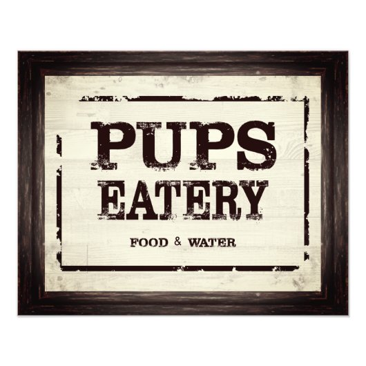 Pups Eatery Hondenvoer Water Satijn Print Foto Afdruk (Voorkant)