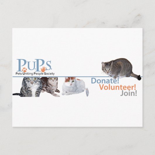 PUPs Logo Merchandise met Katten Briefkaart (Voorkant)
