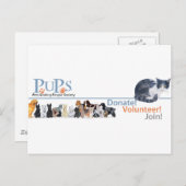 PUP's Logo Merchandise met Tuxedo Cat Briefkaart (Voorkant / Achterkant)