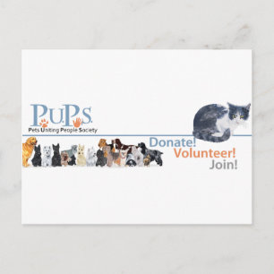 PUPs Logo Merchandise met Tuxedo Kat Briefkaart