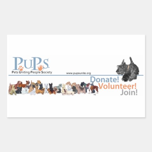 PUPs Logo Sticker met Scottie (Voorkant)