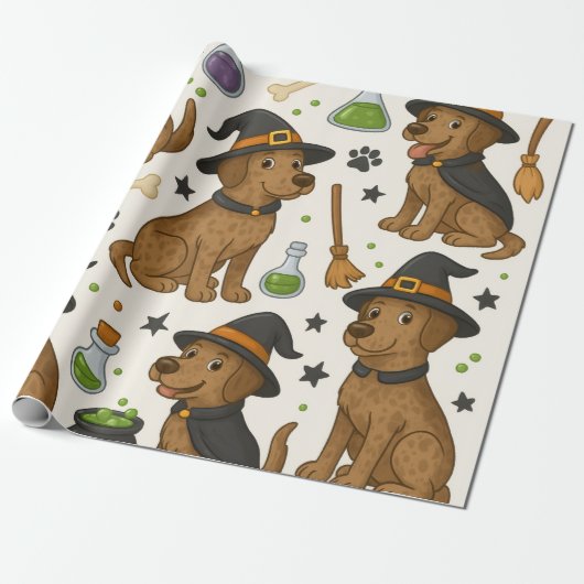Pups Potion Party - Halloween Magic Theme Cadeaupapier (Uitgerold)
