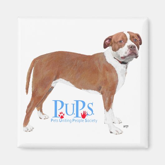 PUPs Redt Pit Bull Magneet (Voorkant)