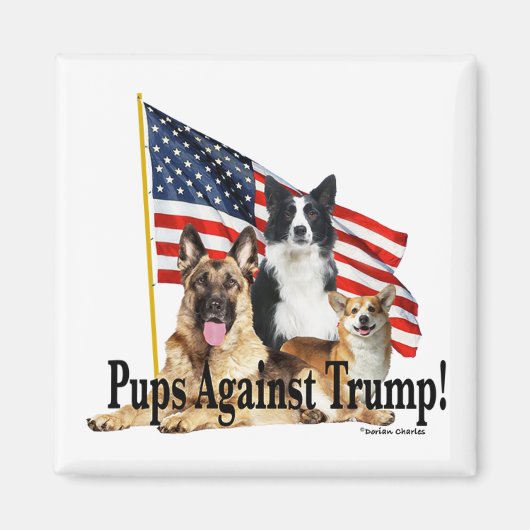 "Pups tegen Trump!" Magneet (Voorkant)