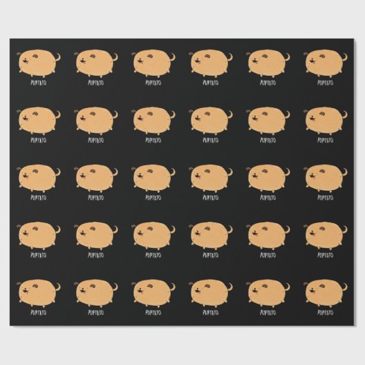 Puptato Funny Puppy Potato Pun Dark BG Cadeaupapier (Vlak)