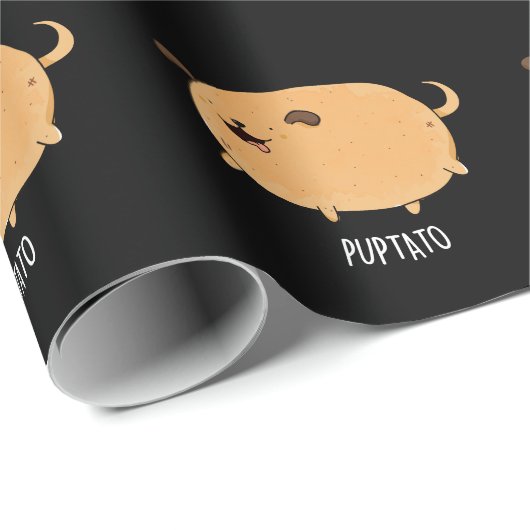 Puptato Funny Puppy Potato Pun Dark BG Cadeaupapier (Rol Hoek)